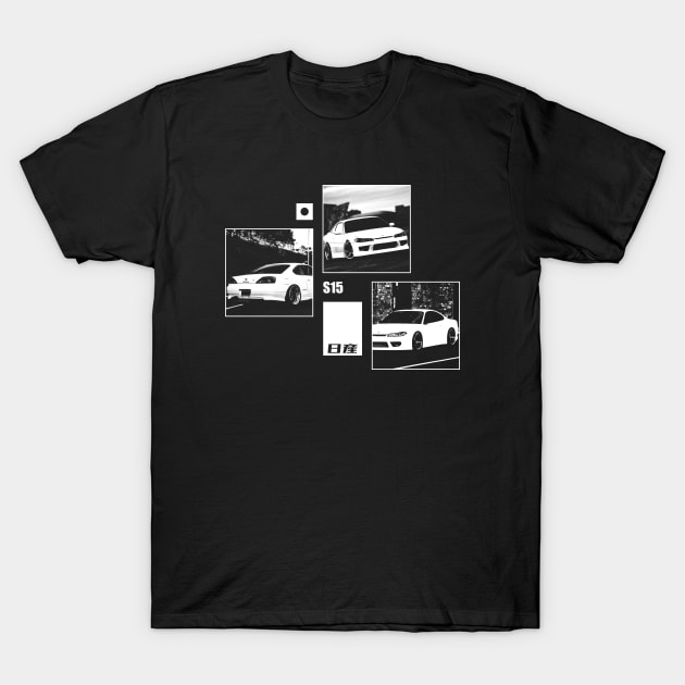 NISSAN SILVIA S15 Black 'N White Archive (Black Version) T-Shirt by Cero